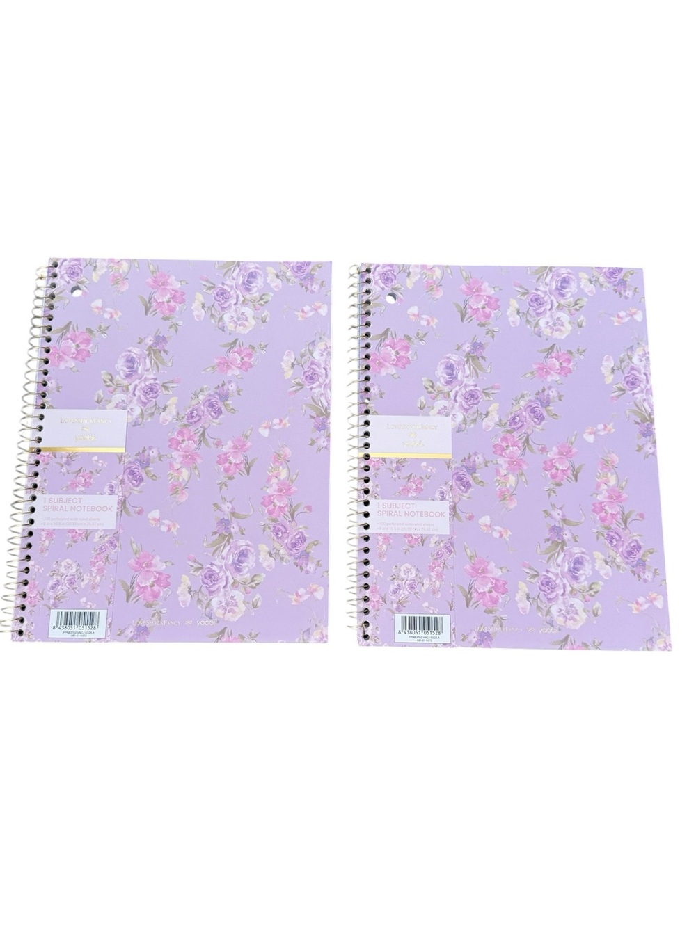 LoveShackFancy purple Floral Spiral Notebooks Set of 2 Happy Thoughts Hibiscus